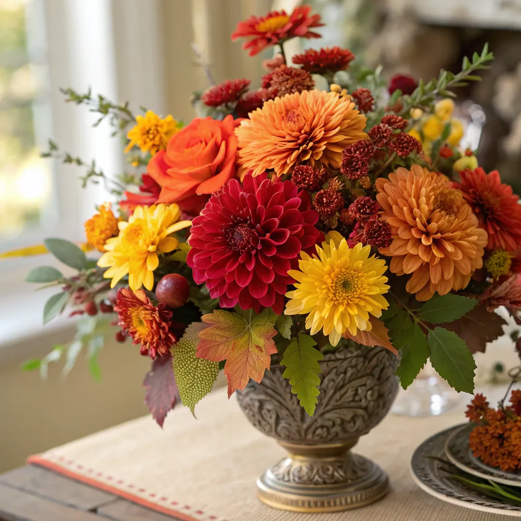 A beautiful arrangement of autumn flowers