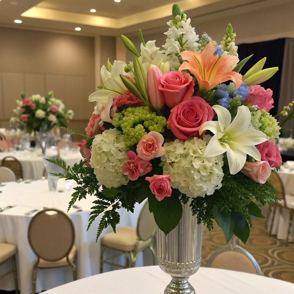 Floral centerpiece at corporate event