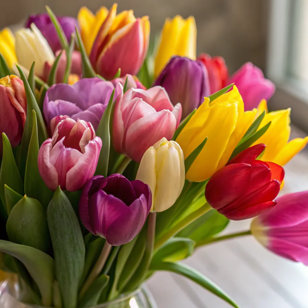 Vibrant tulips in assorted colors